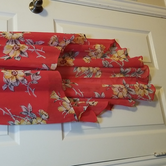 High Low Sleeveless Floral Orange Dress - Picture 4 of 13